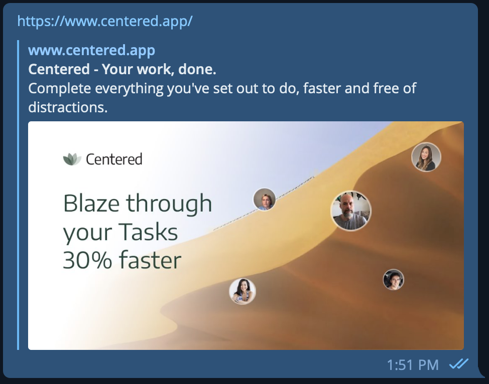 centered.app shared on Telegram